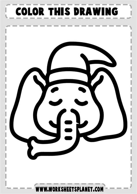 black  white drawing   elephant wearing  hat