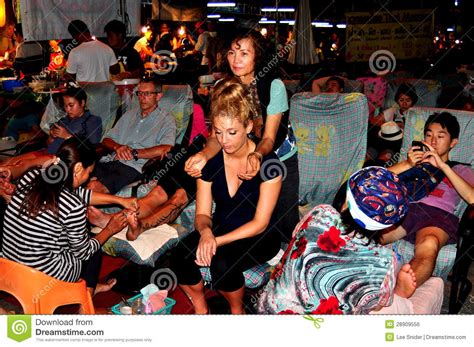 Chiang Mai Thailand People Getting Foot Massage