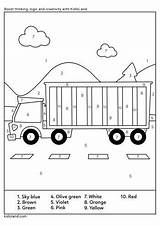 Number Color Truck Kids Kidloland Printable Worksheets Worksheet Printables sketch template