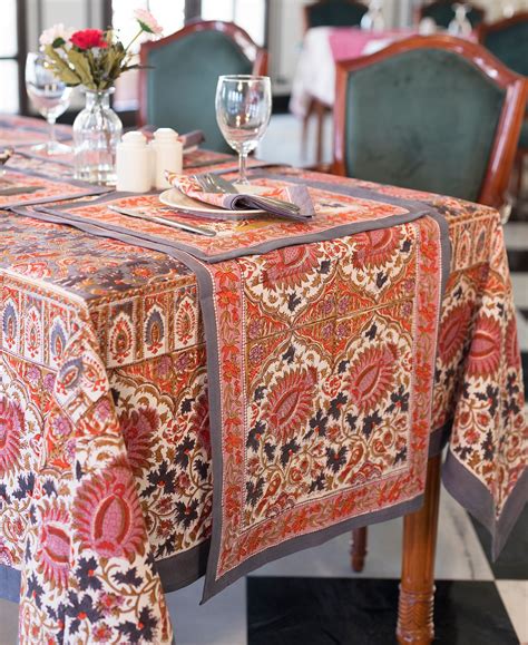 indian block print tablecloth floral cotton table cover etsy