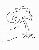 Palm Tree Coloring Pages Drawing Trees Template Beach Leaves Easy Line Leaf Print Printable Color Drawings Clipart Jungle Seashore Branch sketch template