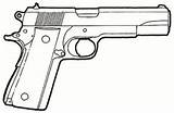 Colt M1911 Pistolet Munition Dibujar sketch template