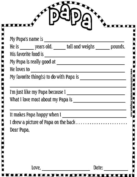 papa questionnaire  fathers day  printable fathers day diy