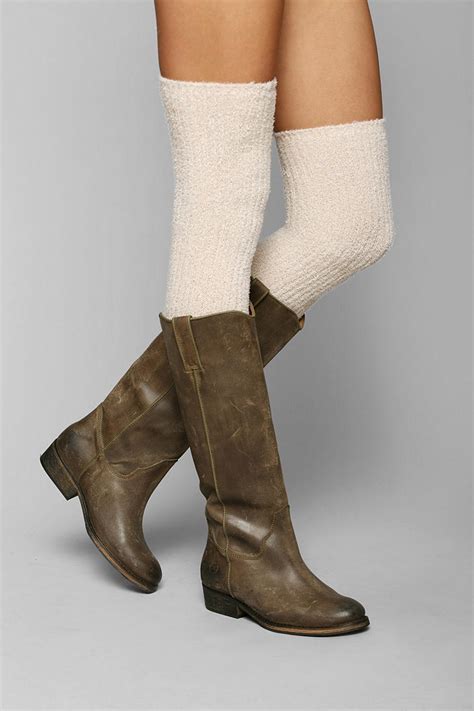 lyst urban outfitters fuzzy lurex over the knee sock in white