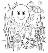 Octopus Underwater Seahorse Creature Momjunction Legged sketch template