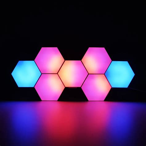 mobile app controlled led quantum light   honeycomb module light hexagonal combination