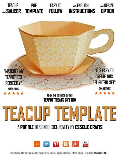 easy teacup papercraft template onlyhats