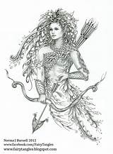 Archer Zentangle Tangles Norma Burnell Archeress Tattoo Four Micron Roughly Doodles sketch template