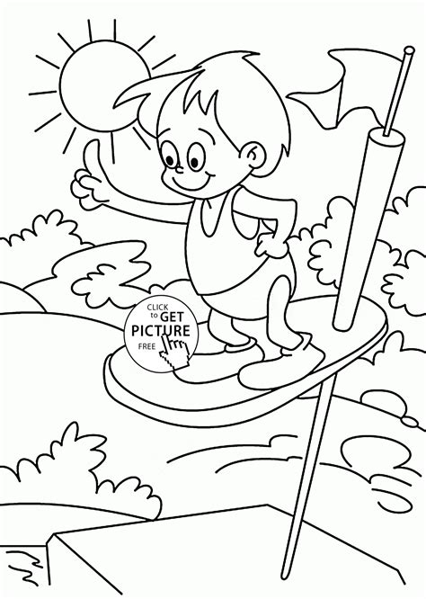 summer swimming pool coloring page  kids seasons coloring pages
