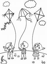 Kite Flying Kites Clip sketch template