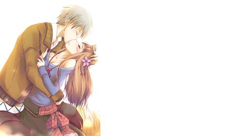 couple brunette long hair spice and wolf holo spice and wolf