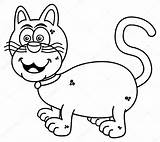 Coloring Cat Smiling Illustration Depositphotos sketch template