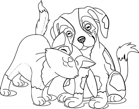 dog  cat coloring page  printable coloring pages  kids