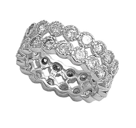 Sac Silver Sterling Silver Womens Clear Cz Eternity Ring Sizes 4 5