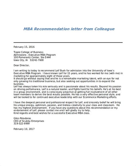 executive mba recommendation letter sample master  template document