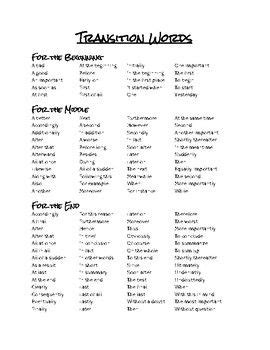 master transitions word list transition words list  transition