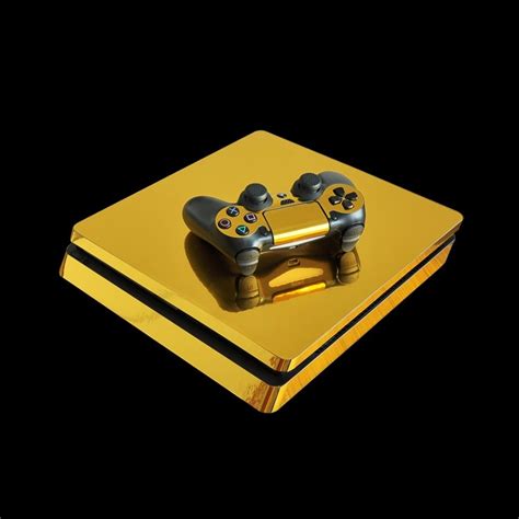 novo console skins ps slim personalizar  gold ouro   em mercado livre