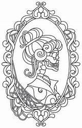 Coloring Pages Embroidery Halloween Cameo Designs Skull Skeleton Colouring Hers Paper Tattoo Patterns Adult Sugar Books Choose Board Printable Uploaded sketch template