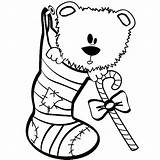 Coloring Sock Pages Christmas Bear Teddy Holidays Family Getcolorings Printable sketch template