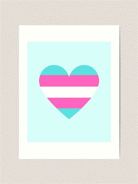heart shaped transexual flag colors pride month art print by