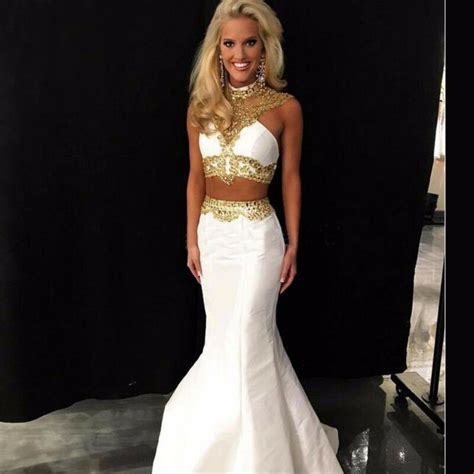 sexy long backless mermaid white gold prom dresses 2016 two piece evening dress ebay