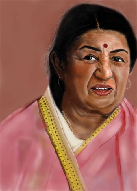 Digital Painting Of Indian Famous Woman Lata Mangeshkar