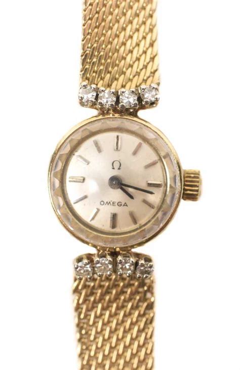 ladies vintage omega 14k gold watch w diamonds