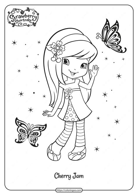 printable cherry jam  butterflies coloring page strawberry