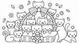 Panier Katten Basket Kleurplaat Mand Boekpagina Leuke Jonge Ontwerpelement Getrokken Geitjes Kleurende Kleurplaten Chats sketch template