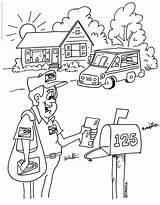 Coloring Mail Carrier Postal Kids Getdrawings sketch template