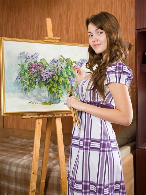 female painter stock image image  person scaling