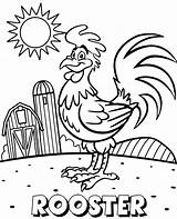 Coloring Rooster Cartoon Kids Color Print Style Funny Children sketch template