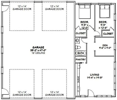 56x48 2 rv garage 2 bedroom 1 bath 2649 sq ft pdf etsy