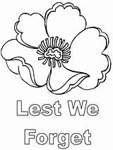 Remembrance Coloring Poppy Pages Anzac Colouring Template Forget Lest Clipart Sheets Kids Veterans Poppies Printable Templates Printables Activities Craft Color sketch template