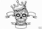 Skull Coloring Pages Adult Adults Crown sketch template