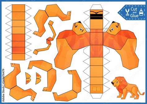 paper craft game cut  glue toy lion create papercraft  toys