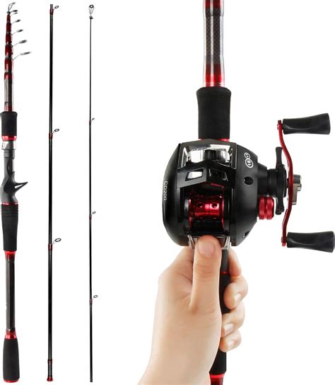reawow fishing rod  reel combos portable carbon fiber telescopic deep sea gun handle fishing
