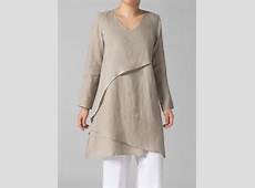 VIVID LINEN NWT Women Beige Linen Fabric Tunic Size US Size 18W 20W