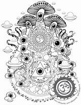 Coloring Pages Mushroom Trippy Psychedelic Adults Printable Shroom Drug Adult Drawing Mushrooms Magic Color Drawings Print Draw Fairy Aesthetic Mandala sketch template