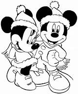 Mickey Coloring Mouse Christmas Pages Cartoon Print sketch template