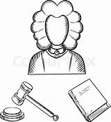 Judge Law Wig Drawing Book Gavel Vector Traditional Hammer Outline Sketch Mantle Court Getdrawings Icons Colourbox sketch template