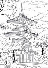 Tempel Japanischer Japonais Favoreads Paysage Malvorlagen Pagoda Japanische Architecture Buddhist Apprendre Dessiner Japonaise Kirtland Orientali Draw Japoneses Templo Printab Colorier sketch template