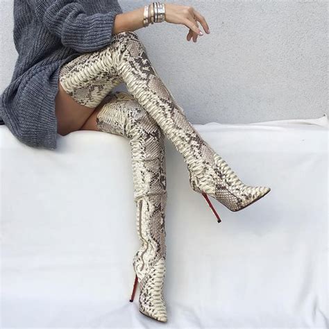 f n jack women shoes sexy ladies python thigh high boots pointy toe