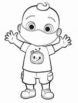 Cocomelon Coloring Pages Printable Kids Wonder Johnny Mask sketch template