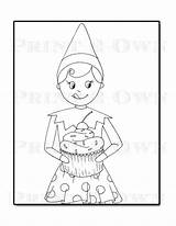Elf Pages Shelf Chippy Coloring Template sketch template
