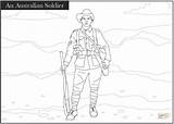 Coloring Soldier Ww1 Australian Pages Drawing Printable Anzac War Australia sketch template