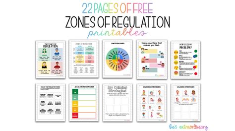 zones  regulation activities  printables  kids