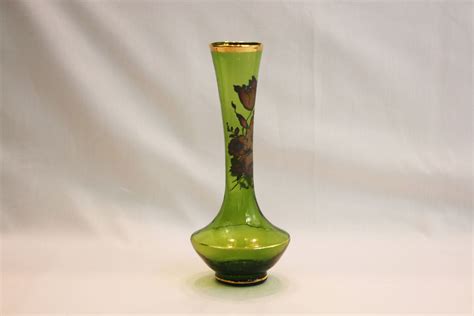 Vintage Lefton Emerald Green Glass Bud Vase Hand Blown With Etsy