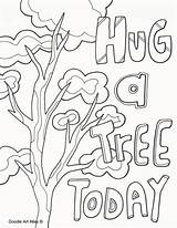 Earth Coloring Pages Alley Doodle Tree Hug sketch template