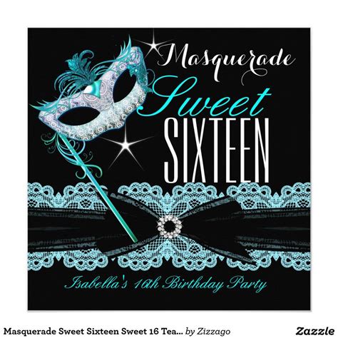 Masquerade Sweet Sixteen Sweet 16 Teal Blue 5 25x5 25 Square Paper